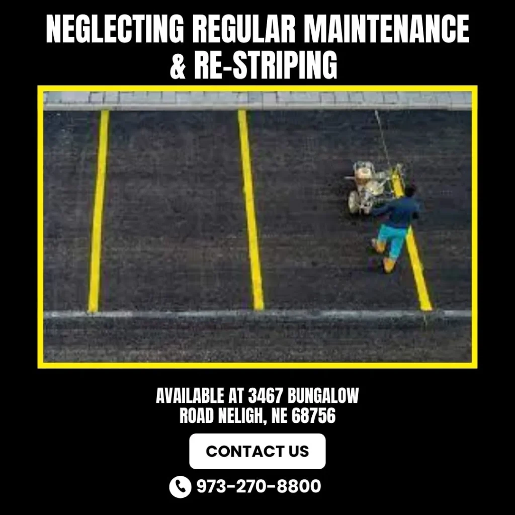 Parking lot requiring re-striping due to lack of maintenance