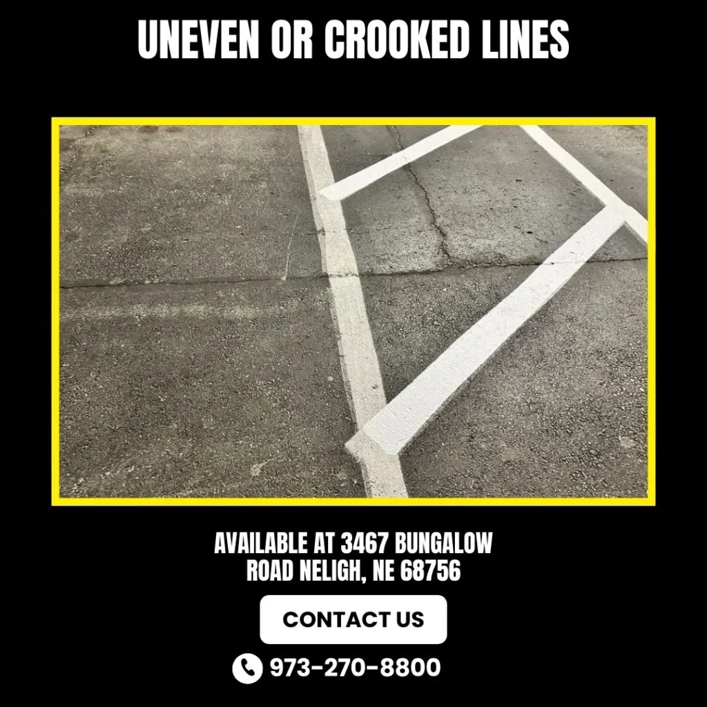 Parking lot striping error with misaligned crooked lines